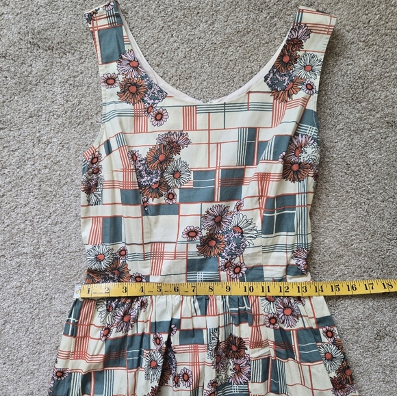 ModCloth Optimistic Effect Floral Plaid Print Sleeveless Dress Size M - Picture 6 of 11